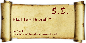 Staller Dezső névjegykártya